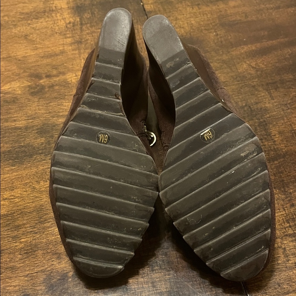 Michael Kors Dark Brown Suede Wedge Booties - Picture 7 of 13